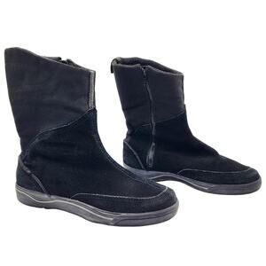 Keds Rain Sneaker Boots Black Suede Round Toe Zipper Closure Women's Size 6.5